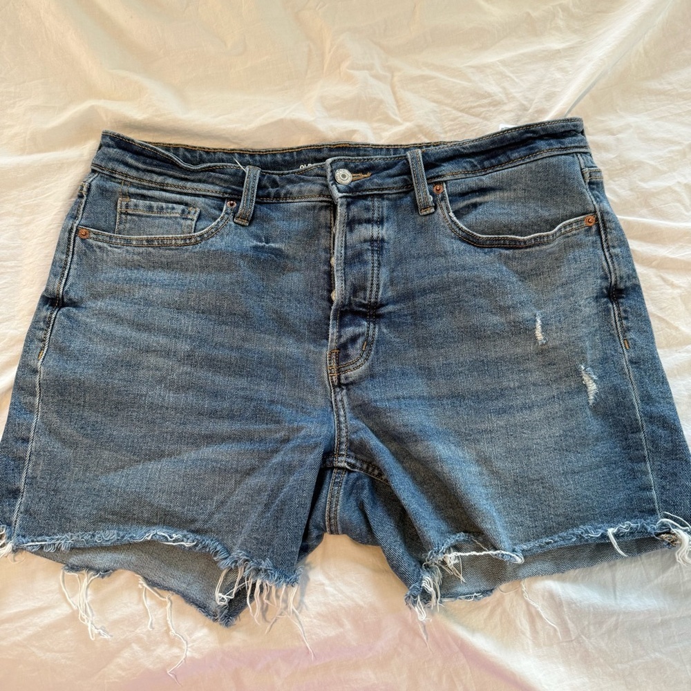 Old Navy Blue Distressed Jean Shorts, Size 14